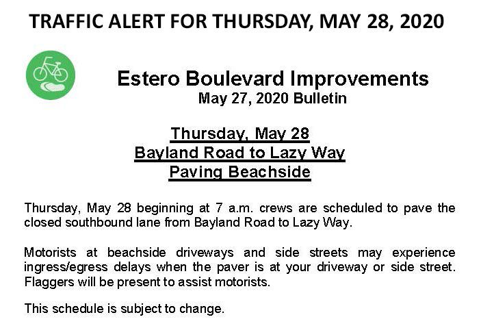 Estero Blvd Improvements paving Bulletin 5.28.20 Bayland to Lazy
