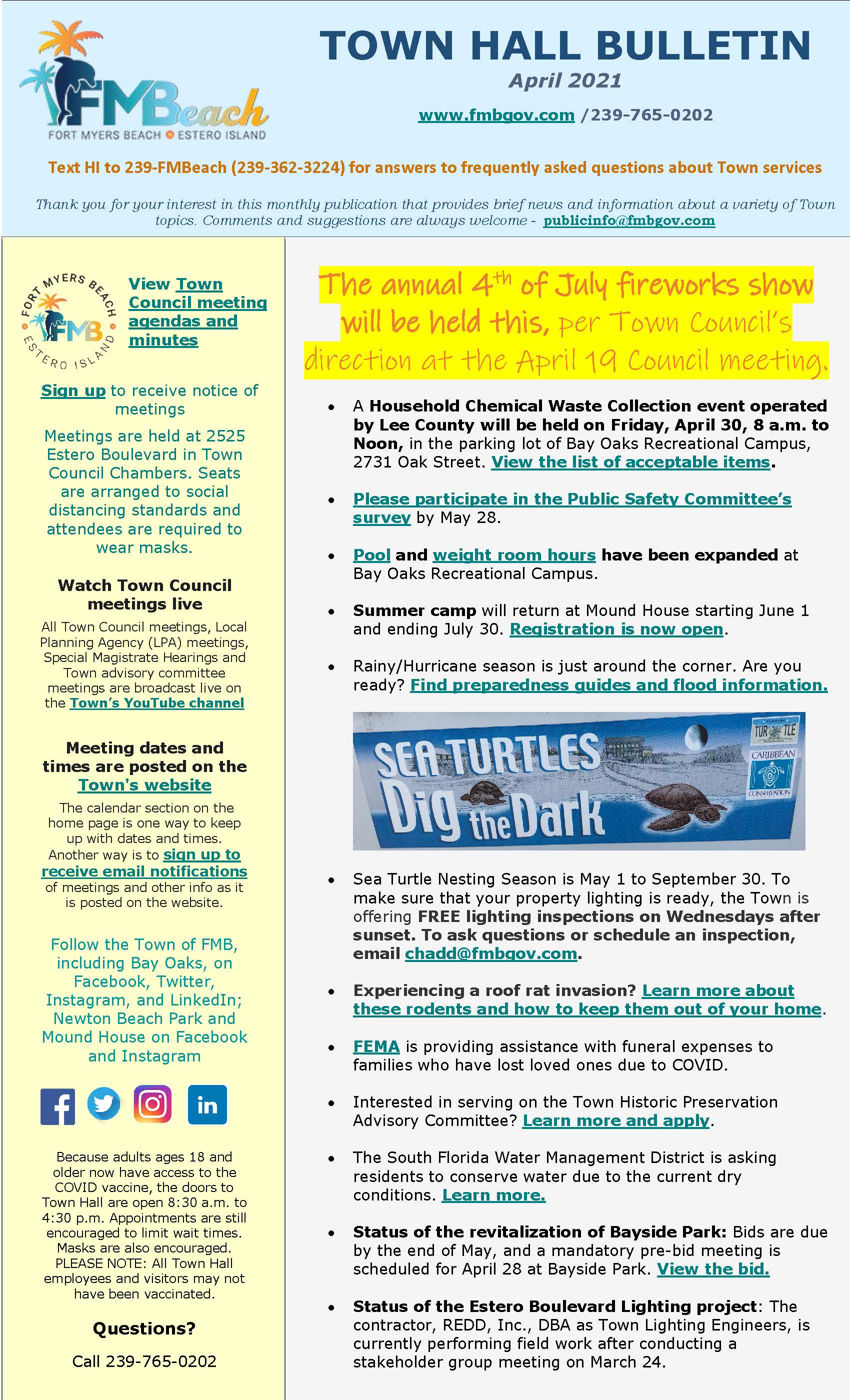 Town Hall Bulletin April 2021