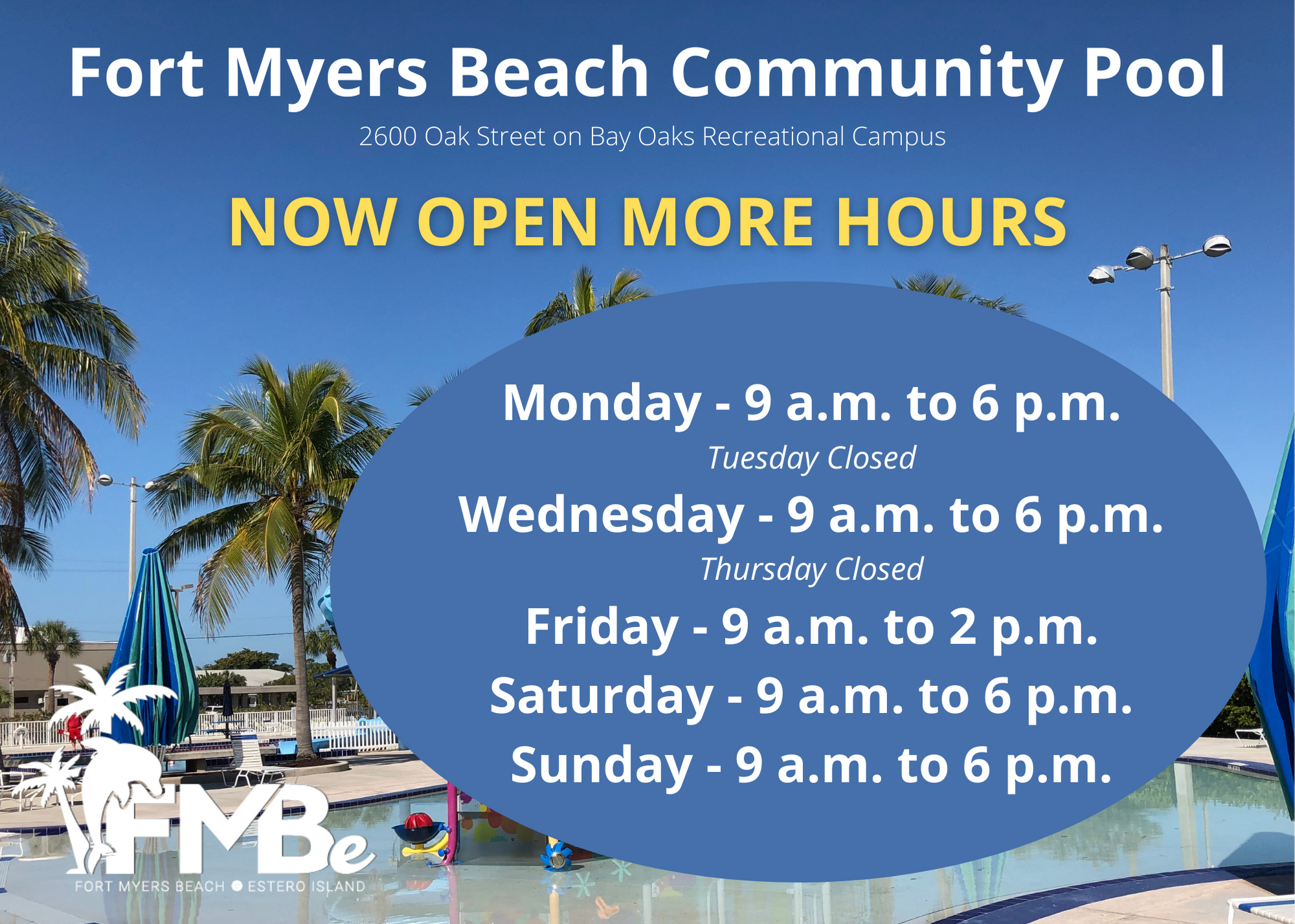 Pool now open more hours april 28 2021