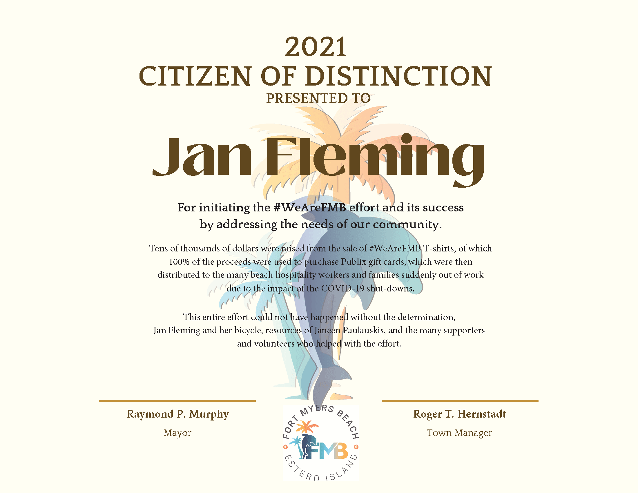 Citizen of Distinction Award - Jan Fleming rev.