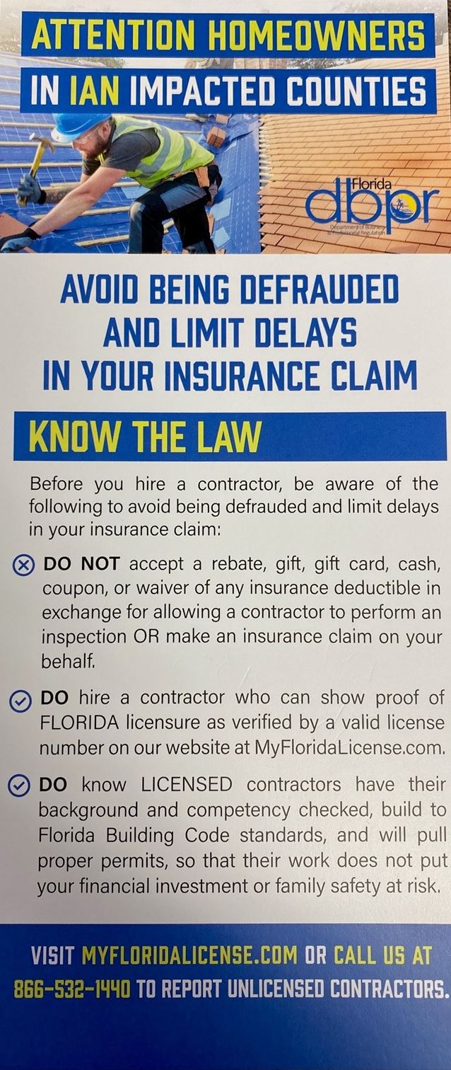 DBPR Attention Homeowners