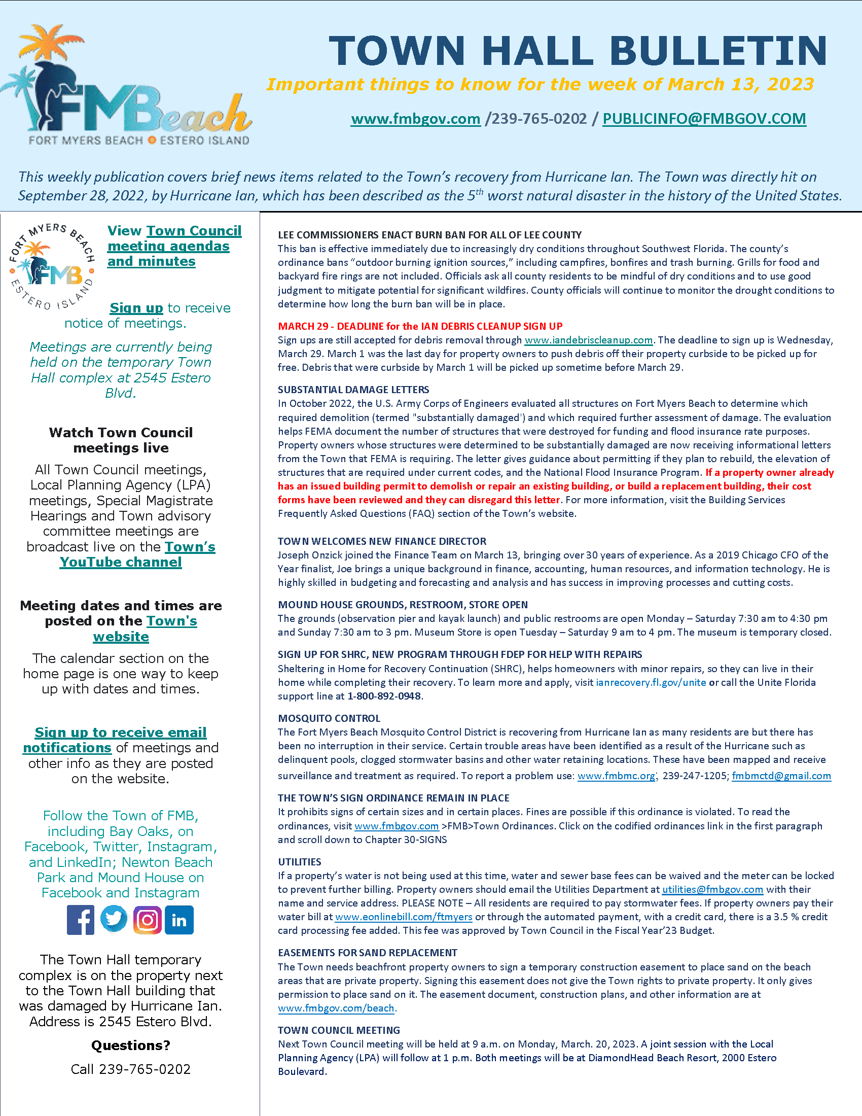 Town Hall Bulletin Mar. 13 2023